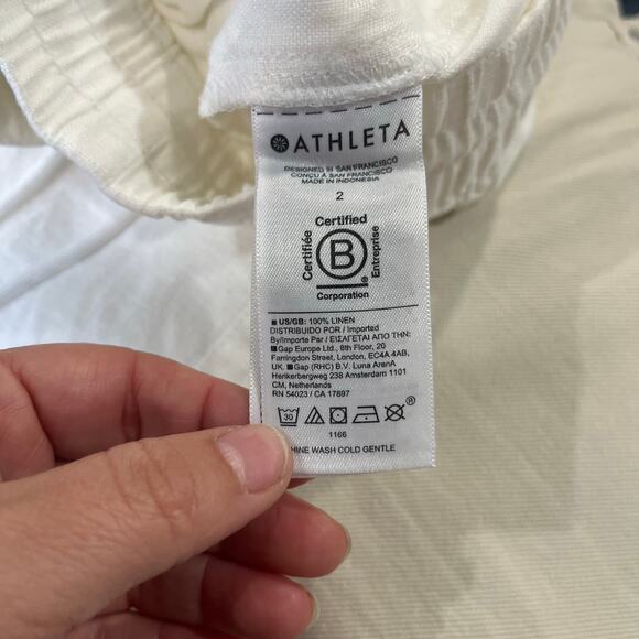 Athleta Retreat Linen Pants Woman White Wide Leg Summer Pockets Size 2 533474 - Picture 5 of 9